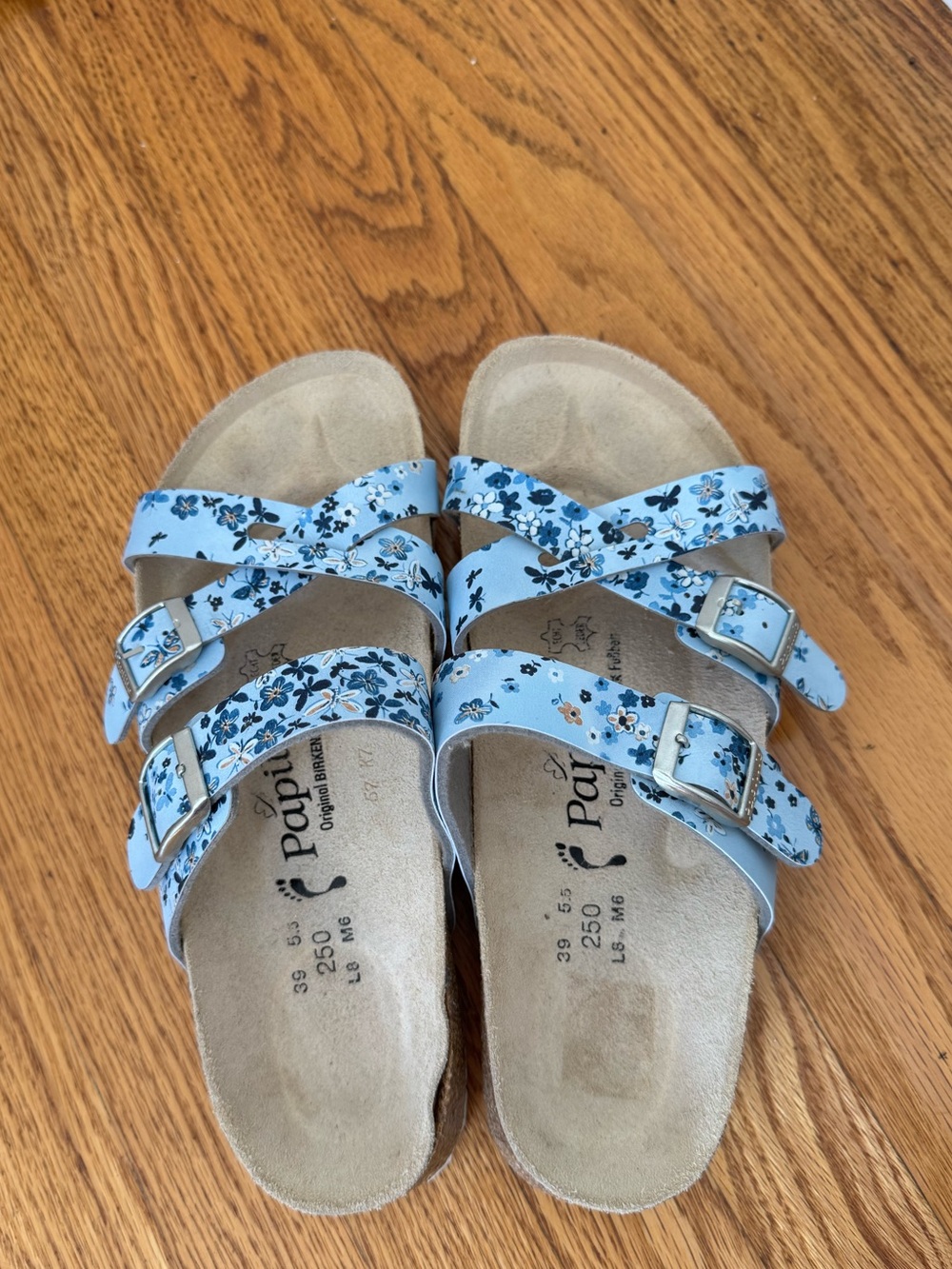 Birkenstock Papillio Blue Floral Sandals Size 39